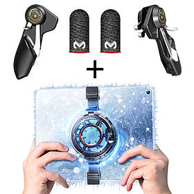 Ігровий комплект охолодження планшета MEMO: магнітний кулер Пельтьє CX05, тригери AK-PAD6K напальчники FS01