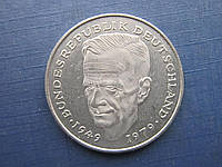 Монета 2 марки Германия ФРГ 1990 J Курт Шумахер