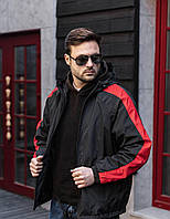 Демисезонная черная мужская куртка кайзер, удобная красно черная курточка из плащевки на весну