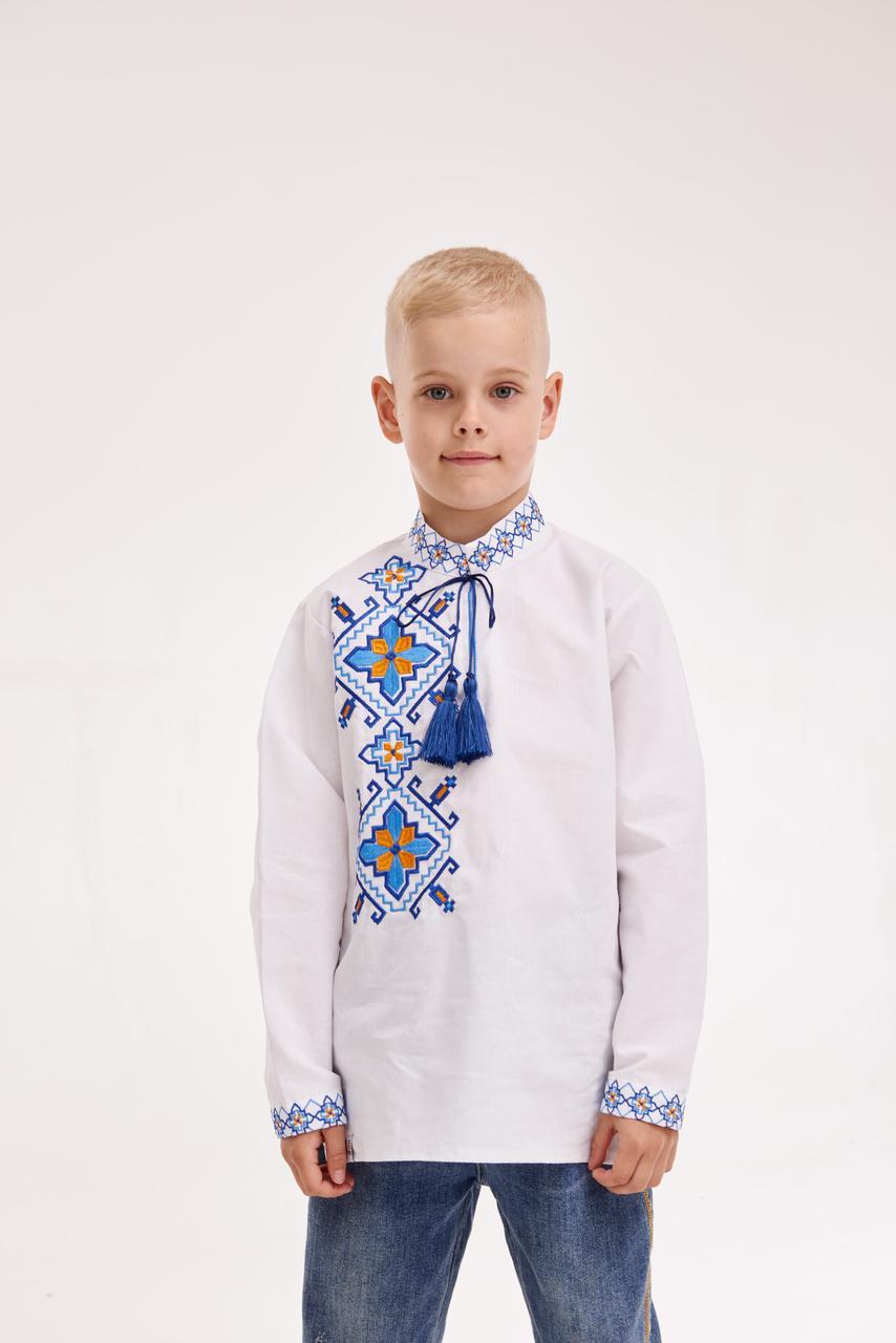 Вишиванка для хлопчика "Захар", дитяча біла сорочка з вишивкою в українському етно стилі, фото 1