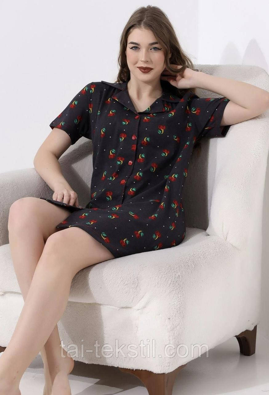 Халат-туніка жіноча на гудзиках якість коттон виробництво Туреччина (Нова колекція)