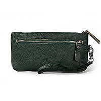 Кошелек на молнии женский кожаный косметичка зеленый 20х10х3 см Cosmetic bag A-00276-5