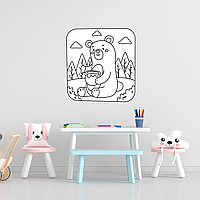 Вінілова інтер'єрна наклейка-розмальовка декор на стіну, шпалери в дитячу "Ведмедик із медом" з оракалу