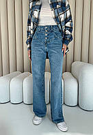 Женские джинсы прямые на высокой посадке на пуговицах (р. 34-42) 4121078