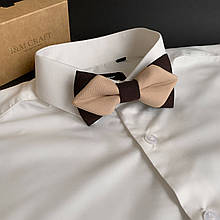 Краватка-метелик I&M Craft з гострими кінцями, бежева з коричневим (100115N)