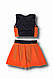 Спортивний дитячий комплект для черлідінгу - майка-топ і шорти з юбкою помаранчовий, фото 2