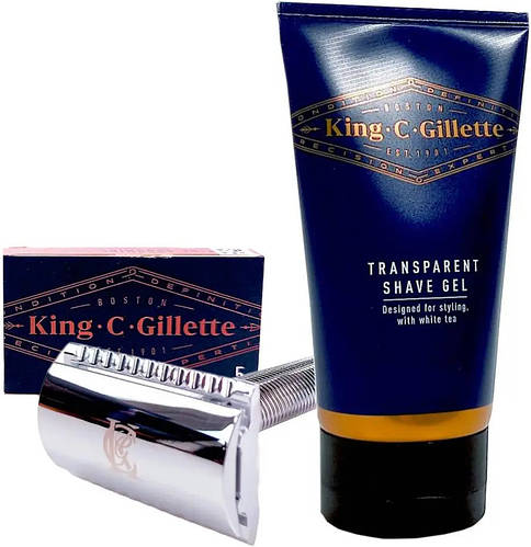 Подарочный набор Gillette King C: Безопасная бритва + Гель для бритья ...