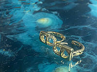 Женские позолоченные серьги-конго(кольца) Xuping позолота 18К с камнями Замочки.