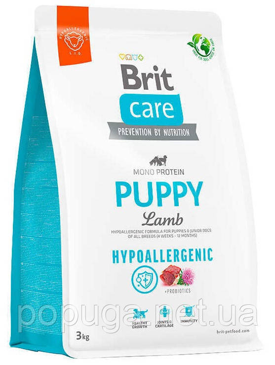 Корм Brit Care Puppy Lamb з ягням і рисом для цуценят і молодих собак усіх порід, 3 кг