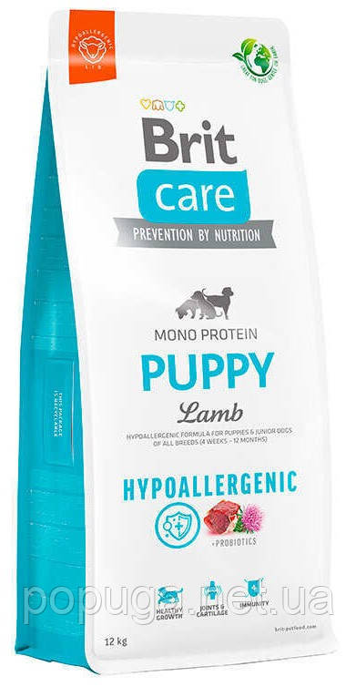 Корм Brit Care Puppy Lamb з ягням та рисом для цуценят та молодих собак усіх порід, 12 кг