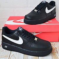 Nike Air Force 1 Mid чорні з білим, ТОП, шкіра кроссовки найк аир форс кросовки