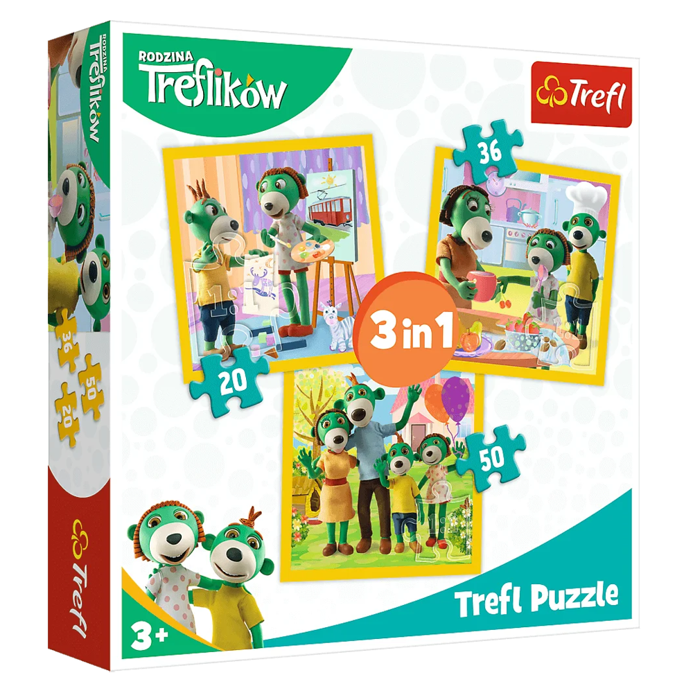 Пазл 3 в 1 "Разом веселіше. Сім'я Трефликів", 20-36-50 елементів Trefl (5900511348507), фото 1