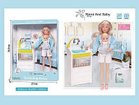 Кукла с ребенком A 786-2 (Кукла 30см, пупс 8см, аксессуары) Кукла с пеленальным столиком, Игровой набор кукол
