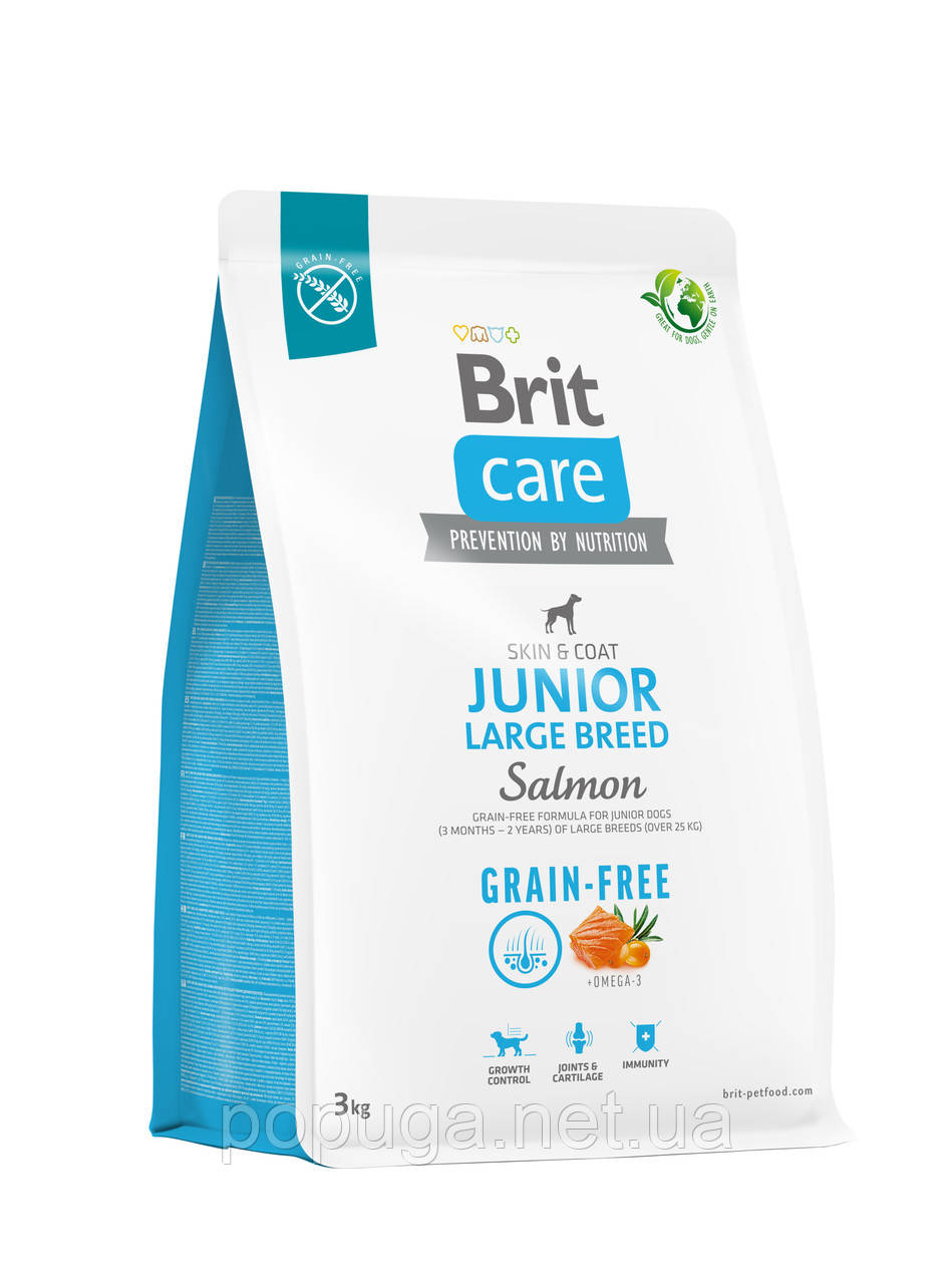 Корм Brit Care Grain Free Junior Large Breed Salmon&Potato з лососем для молодих собак великих порід, 3 кг