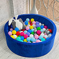 Дитячий сухий басейн з кульками для дому 100*40см, Синій Велюр
