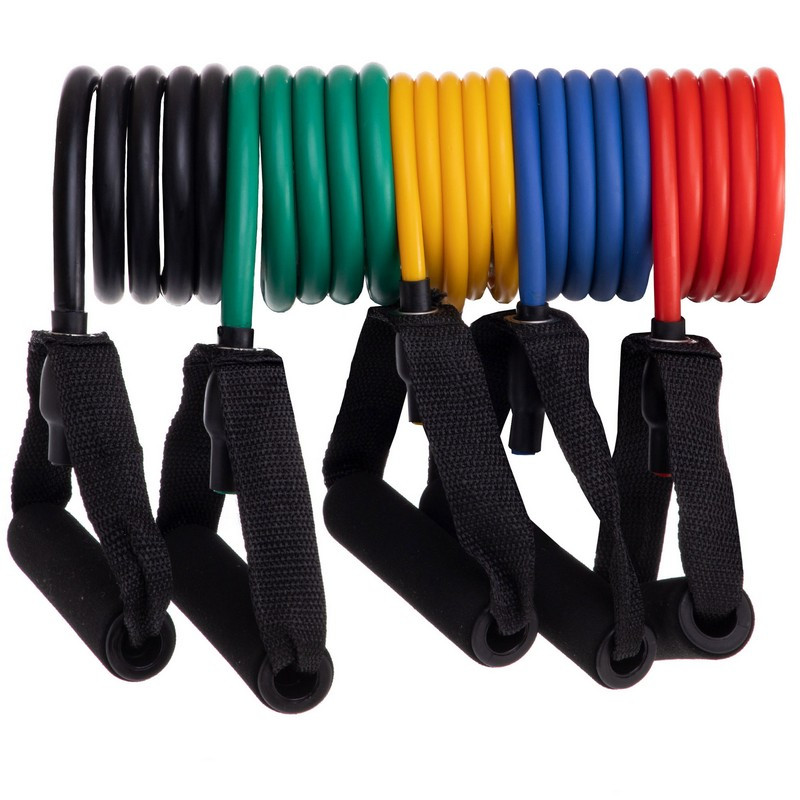 Набір трубчастих еспандерів для фітнесу 5 джгутів Resistance Band Zelart ET-500, фото 1