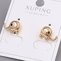 Сережки-гвоздики XР. Позолота 18К. Камені: чорний циркон. Довжина: 10 мм. Ширина: 8 мм.