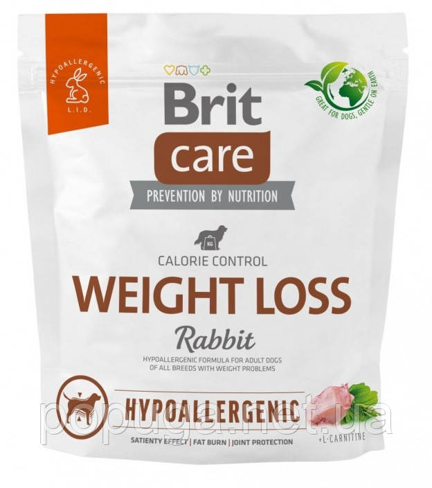 Корм Brit Care Weight Loss для собак із надмірною вагою Кролик і рис, 1 кг