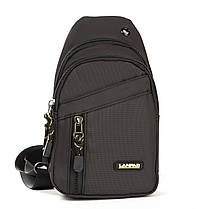 Сумка чоловіча слінг crossbody кроссбоді через плече нагрудна чорна модна нейлон тканинна Lanpad 82056, фото 6