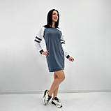 📌 Трикотажне Спортивне Плаття двокольорове, двонитка, прямого крою, довгий рукав | Коротка сукня | Норма, фото 10