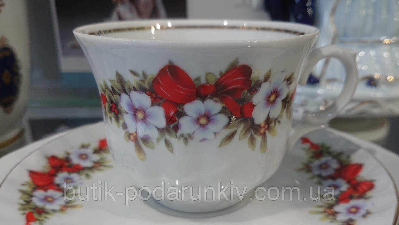 Чашка чайная из немецкого фарфора с 2 блюдцами - фото 5 - id-p2140733307