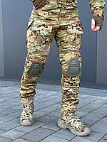 Військові штани саржа рипстоп мультикам, Спецодяг чоловіча камуфляжна вологостійка з наколінниками vsk