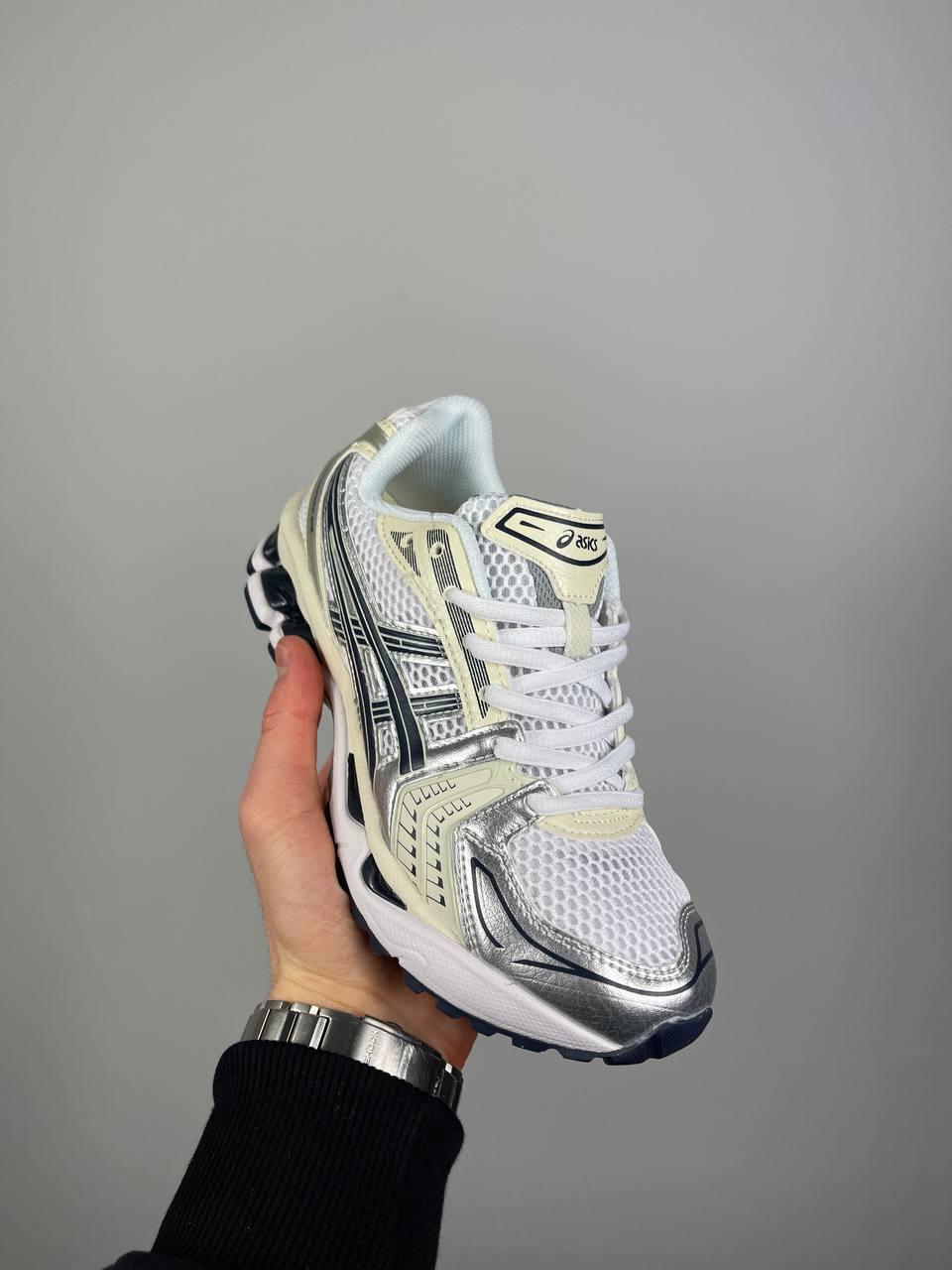 Жіночі кросівки Asics Gel-Kayano 14 білі з сірим у сітку Асікс весняні