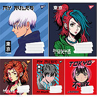 Тетрадь школьная (А5, 12 листов, косая линия) YES Anime 766304