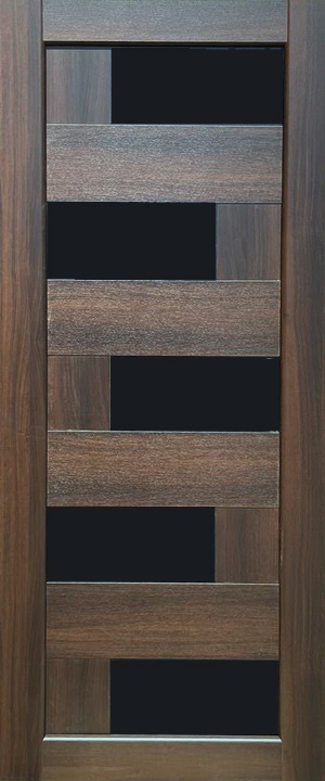 Міжкімнатні двері KDF LIBERTI Пальмира чорне скло ПВХ Каштан (600)