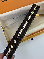 Коричневий шкіряний гаманець Louis Vuitton Zippy Wallet з логотипом Луї Вітон Луї Віттон, фото 3