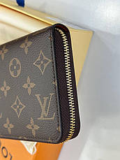 Коричневий шкіряний гаманець Louis Vuitton Zippy Wallet з логотипом Луї Вітон Луї Віттон, фото 4