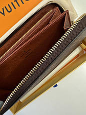 Коричневий шкіряний гаманець Louis Vuitton Zippy Wallet з логотипом Луї Вітон Луї Віттон, фото 5