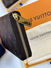 Коричневий шкіряний гаманець Louis Vuitton Zippy Wallet з логотипом Луї Вітон Луї Віттон, фото 6