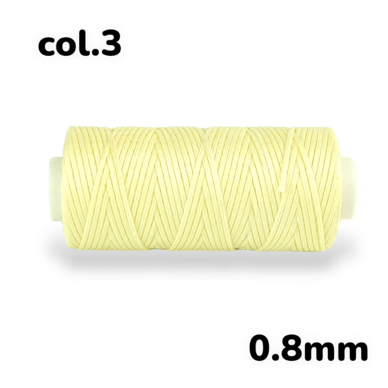 Нитка плоска вощена для ручного шиття по шкірі 0,8мм 50м колір лимонний №3, фото 1