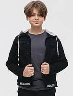 Куртка джинсова зі знімним капюшоном RESSER для хлопчика 8-14 років, чорного кольору
