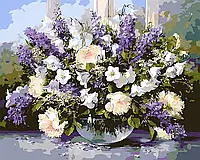 Картини малювати за номерами Букет квітів на підвіконні Картина за номерами 40х50 Origami LW3073