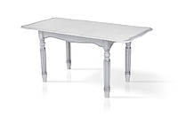 Белый классический прямоугольный раздвижной кухонный обеденный стол из массива для гостиной 140*85 см Венеция