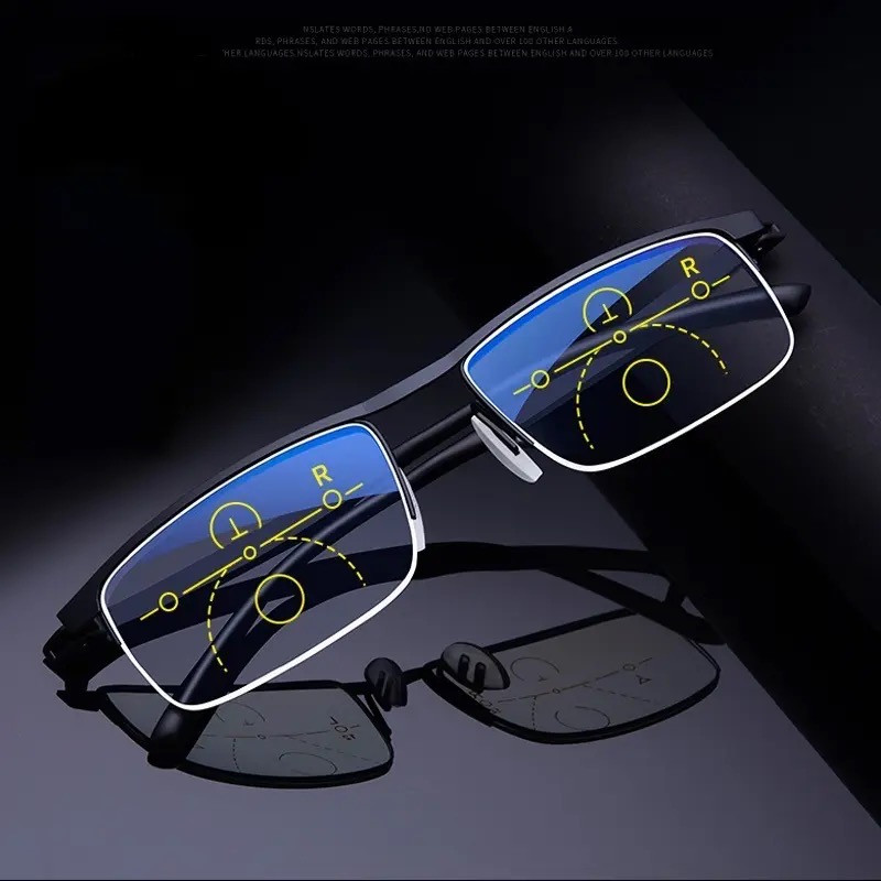 Мультифокальні прогресивні окуляри для корекції зору в титановій оправі +1.00