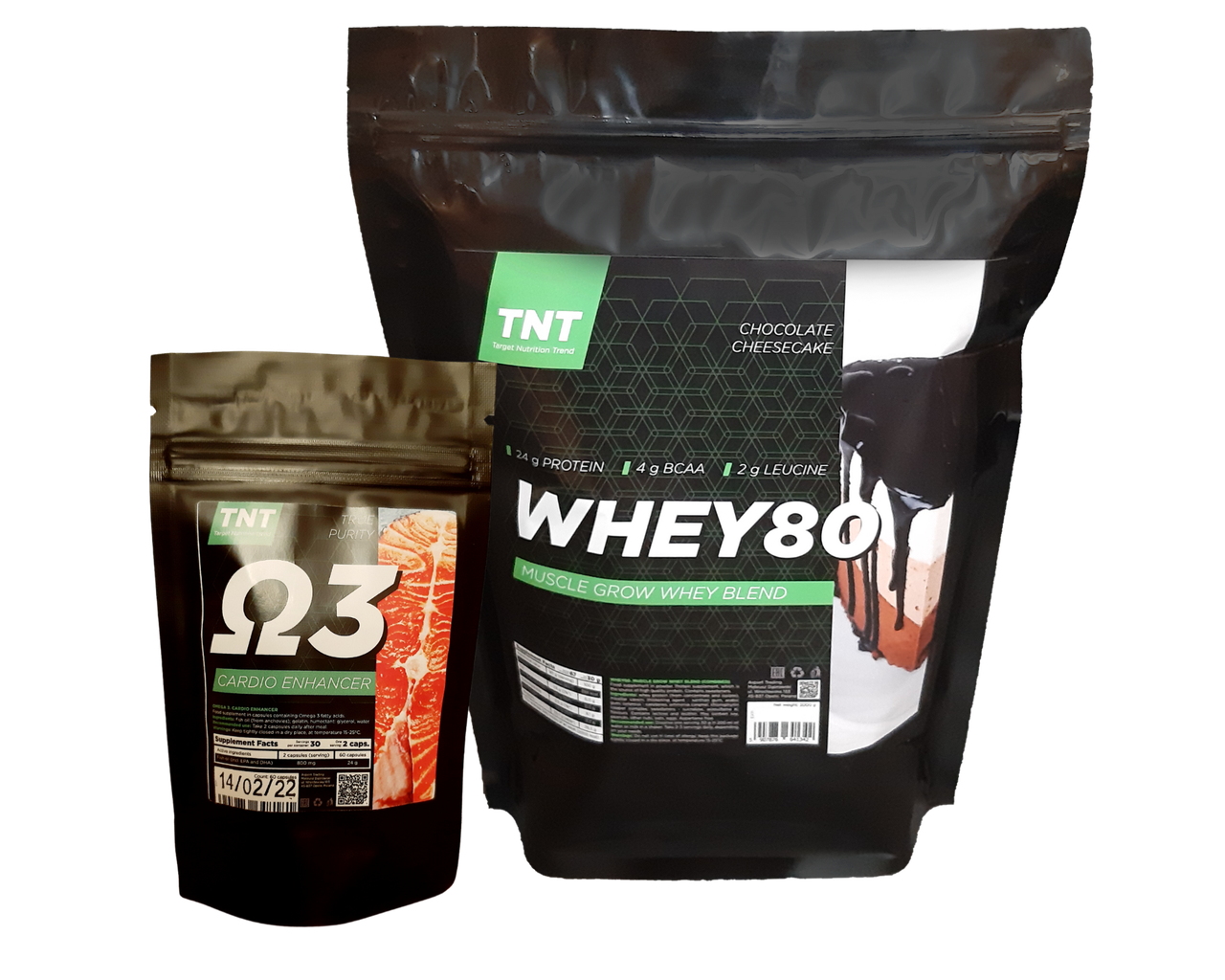 Протеїн (з BCAA) Muscle Grow TNT Nutrition смак шоколадний чізкейк + Омега 3 TNT Nutrition, фото 1