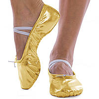 Балетки для танцев блестящие Zelart OB-1866 размер 35 цвет золотой hd