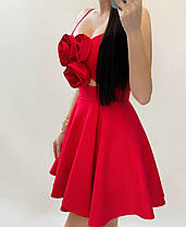 Модна жіноча міні сукня Bonjour на бретелях декорована квітами Smf8990, фото 2