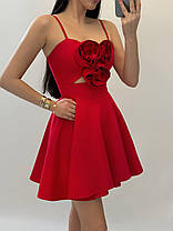 Модна жіноча міні сукня Bonjour на бретелях декорована квітами Smf8990, фото 3