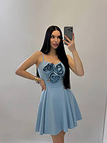 Модна жіноча міні сукня Bonjour на бретелях декорована квітами Smf8990, фото 4