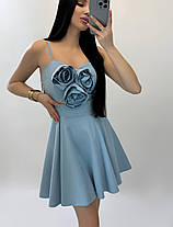 Модна жіноча міні сукня Bonjour на бретелях декорована квітами Smf8990, фото 5