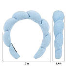 Косметичний набір для вмивання (обруч і напульсники) Блакитний, фото 4