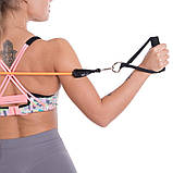 Еспандер трубчастий для фітнесу з карабіном DOUBLE CUBE DT-1002C-15LB навантаження 7кг, фото 7