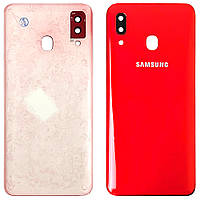 Задня кришка Samsung Galaxy A20 2019 A205F червона зі склом камери