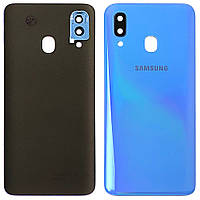 Задня кришка Samsung Galaxy A40 2019 A405F синій Original PRC зі склом камери
