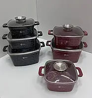 Набір посуду з 3 каструль із кришками з жароміцного скла з диспенсером, комплект алюмінієвих казанів pot