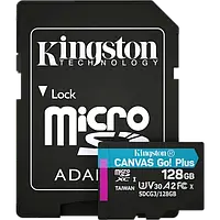 Карта памяти Kingston microSDXC 128 Гб U3 V30 A2 (SDCG3/128GBSP) Карта памяти для экшн-камер